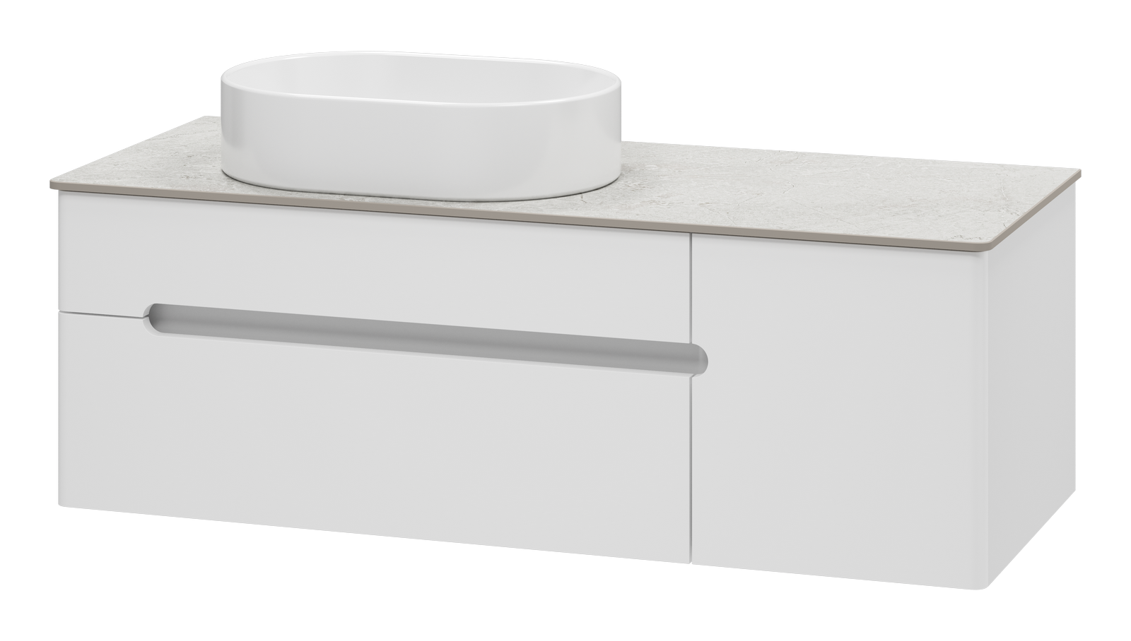 Тумба с раковиной Misty Роял 120 белая подвесная, со столешницей