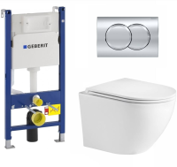 Инсталляция Geberit Duofix Delta 458.149.21.1 с кнопкой + унитаз подвесной Veconi Ento VEN-52T