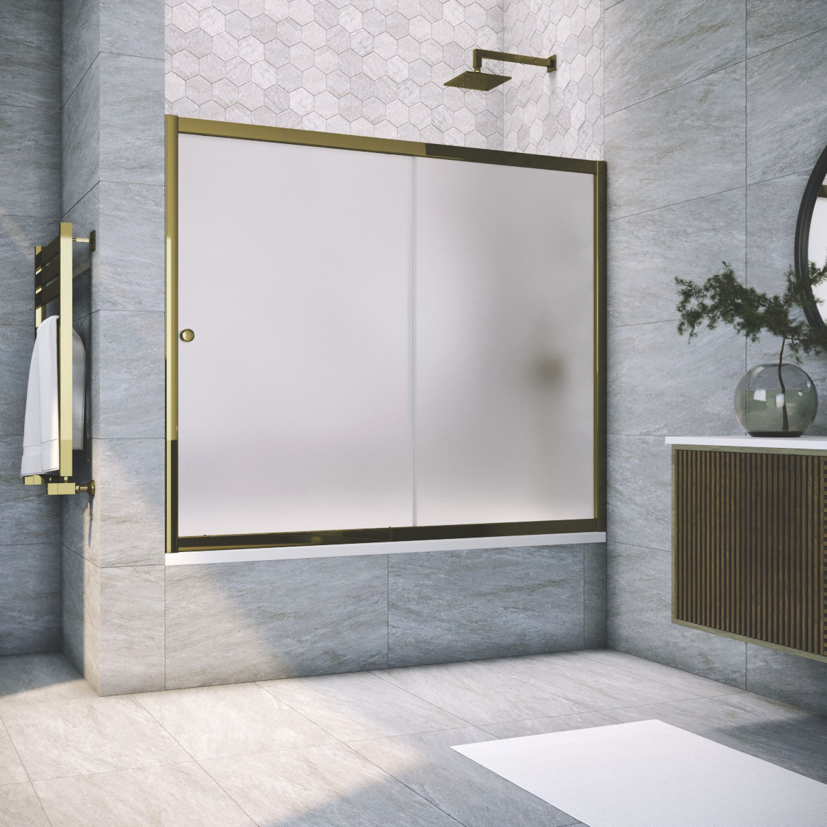 Шторка на ванну Vegas Glass ZV TUR NOVO 190 05 10, профиль бронза, стекло сатин