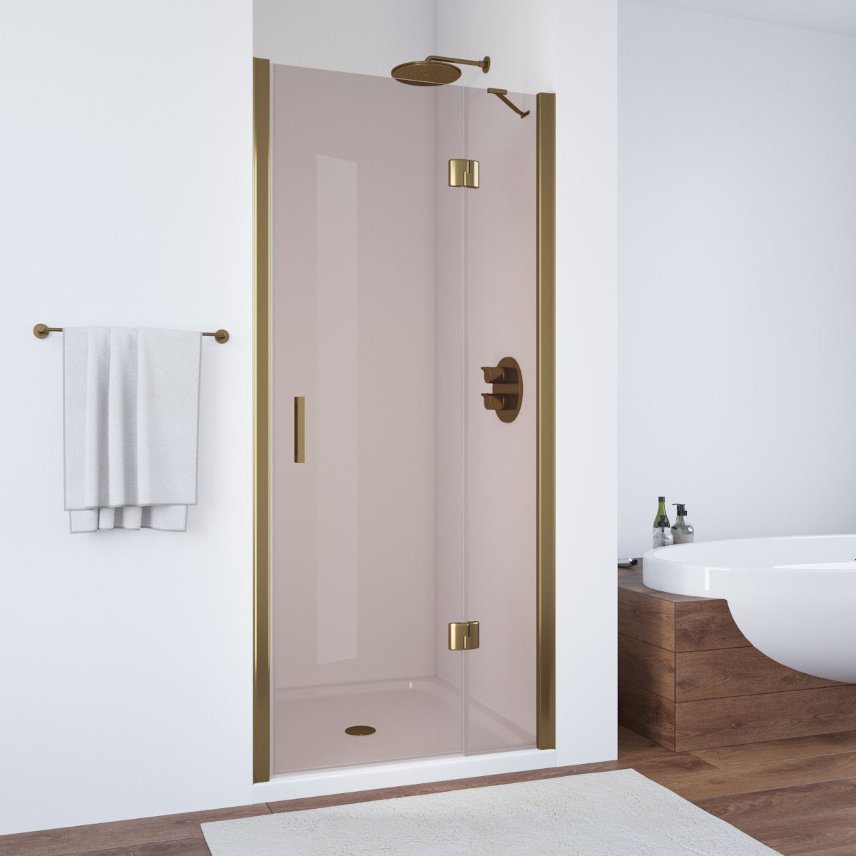 Душевая дверь в нишу Vegas Glass  AFP TUR NOVO h1890 95 05 05 R, профиль бронза, стекло бронза