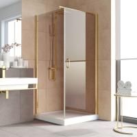 Душевой уголок Vegas Glass EP-Fis LUX 80*110 09 05 R профиль золото глянцевое, стекло бронза
