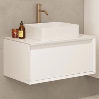 Тумба с раковиной Dreja Insight 80 стеклянная столешница, белый глянец