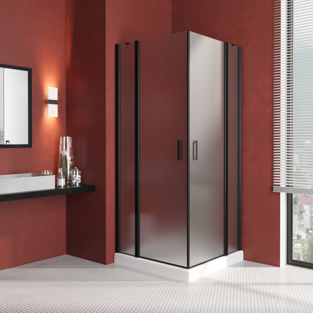 Душевой уголок Vegas Glass EFA LUX 110 02М 10, профиль черный матовый, стекло сатин