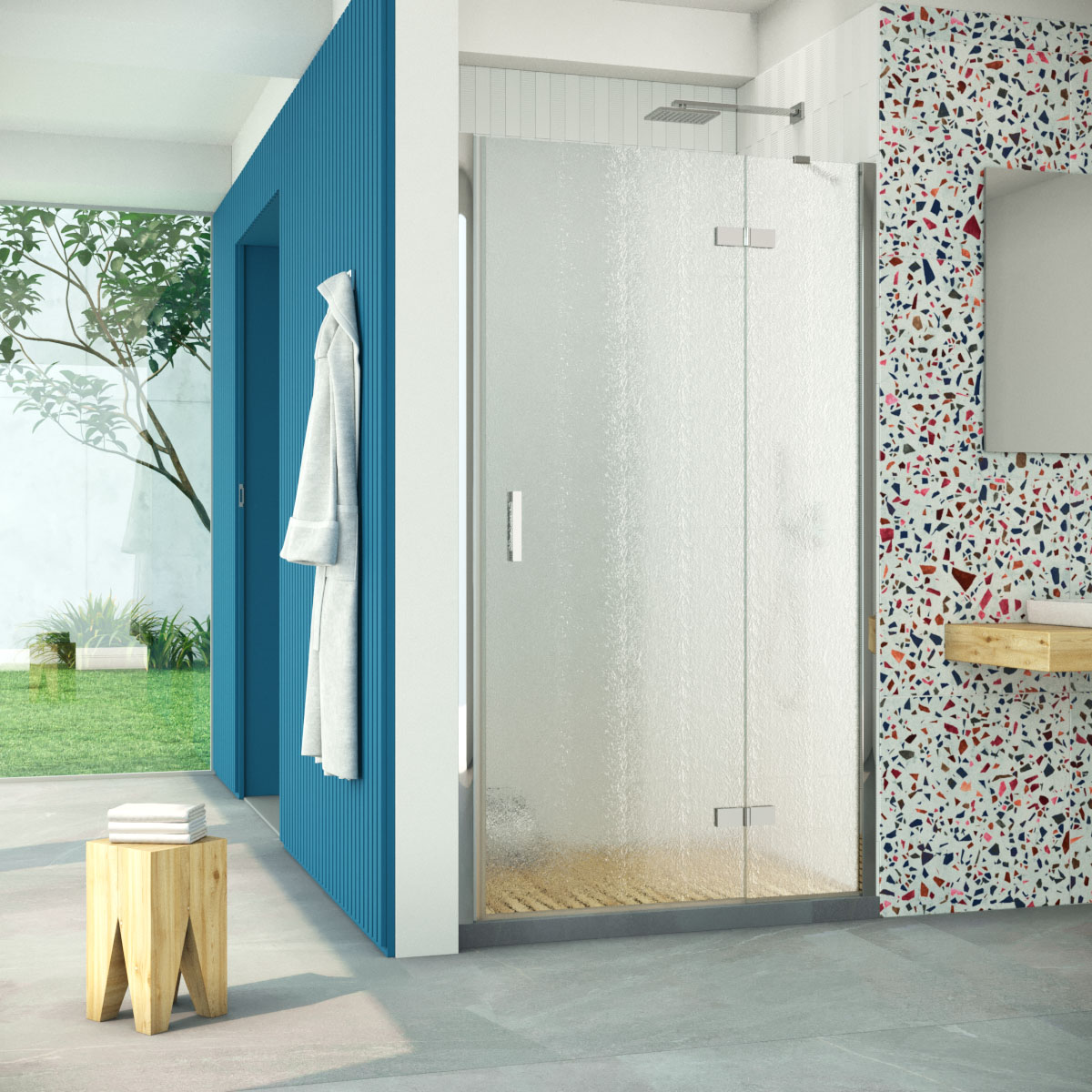 Душевая дверь в нишу Vegas Glass  AFP Retta 90 08 02 R, профиль глянцевый хром, стекло шиншилла