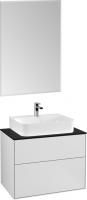 Мебель для ванной Villeroy & Boch Finion 80 white matt lacquer, glass black matt, с настенным освещением