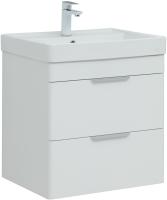 Тумба с раковиной Aquanet Ирис New 120 R подвесная 2 ящика, белый глянец