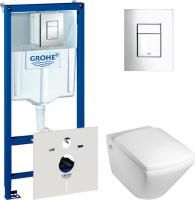 Инсталляция Grohe Rapid SL 38775001 4 в 1 + кнопка + унитаз подвесной Jacob Delafon Escale E1306