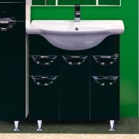 Тумба с раковиной Misty Орхидея 75 черная эмаль