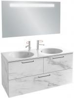 Мебель для ванной Jacob Delafon Odeon Rive Gauche 120 белый мрамор, 3 ящика, ручки черные