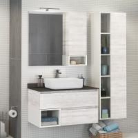 Мебель для ванной Comforty Прага 90 дуб белый, столешница антрацит