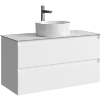Тумба с раковиной Aqwella 5 stars Geometria 100 подвесная 2 ящика, белая, столешница белый мрамор
