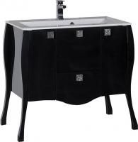 Тумба с раковиной Aquanet Мадонна 90 черная с кристаллами Swarovski