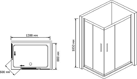 Душевой уголок RGW Classic CL-42 1200x800x1850 профиль хром, стекло шиншилла