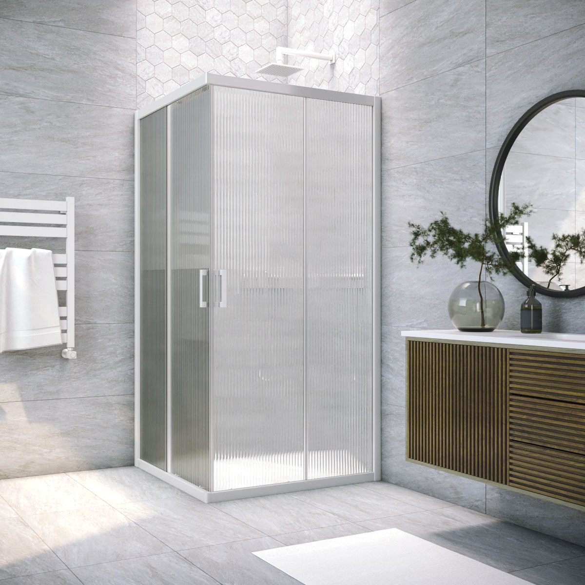 Душевой уголок Vegas Glass ZA NOVO h2000 70 01 Moru, профиль белый, стекло Moru