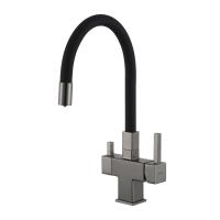 Смеситель для кухни Gappo G4395-39 с подключением к фильтру, оружейная сталь