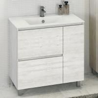 Тумба с раковиной Comforty Верона 90 дуб белый, с бельевой корзиной