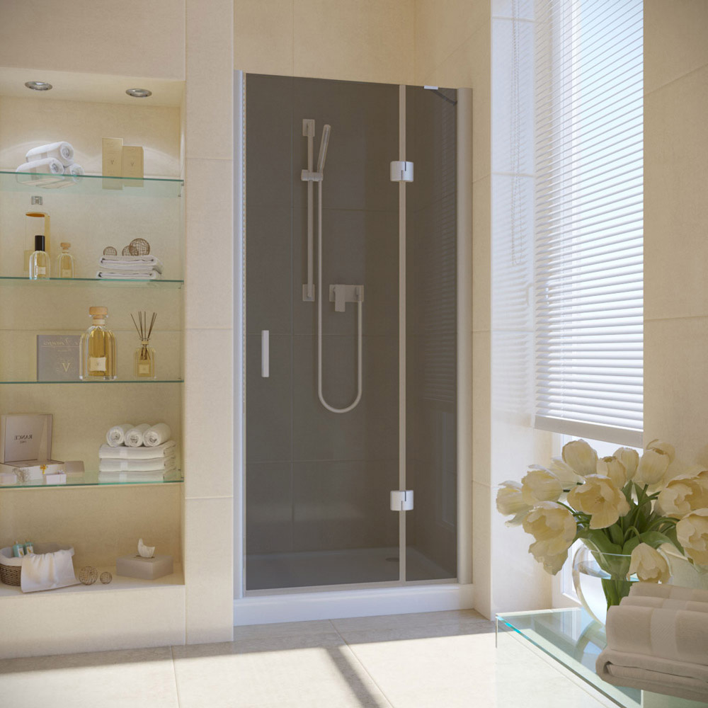 Душевая дверь в нишу Vegas Glass AFP LUX 120 07 07 R, профиль матовый хром, стекло графит