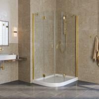 Душевой уголок Vegas Glass AFS-F LUX 120*110 09 crystalvision R профиль золото глянцевое, стекло crystalvision