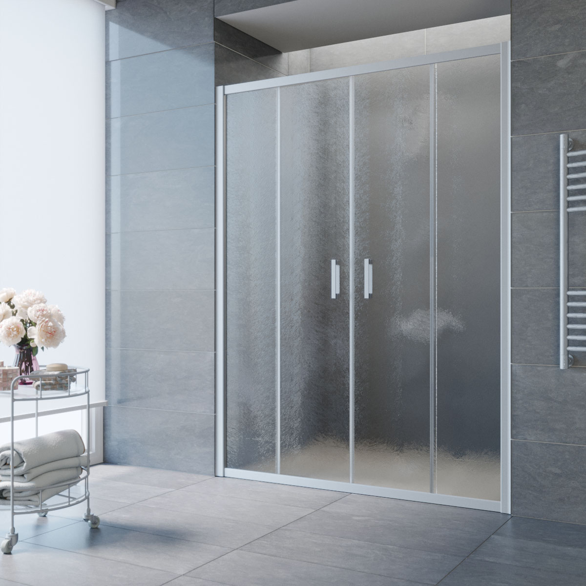 Душевая дверь в нишу Vegas Glass  Z2P NOVO h2000 185 07 02, профиль матовый хром, стекло шиншилла