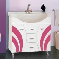 Тумба с раковиной Misty Каролина 70 розовое стекло, напольная