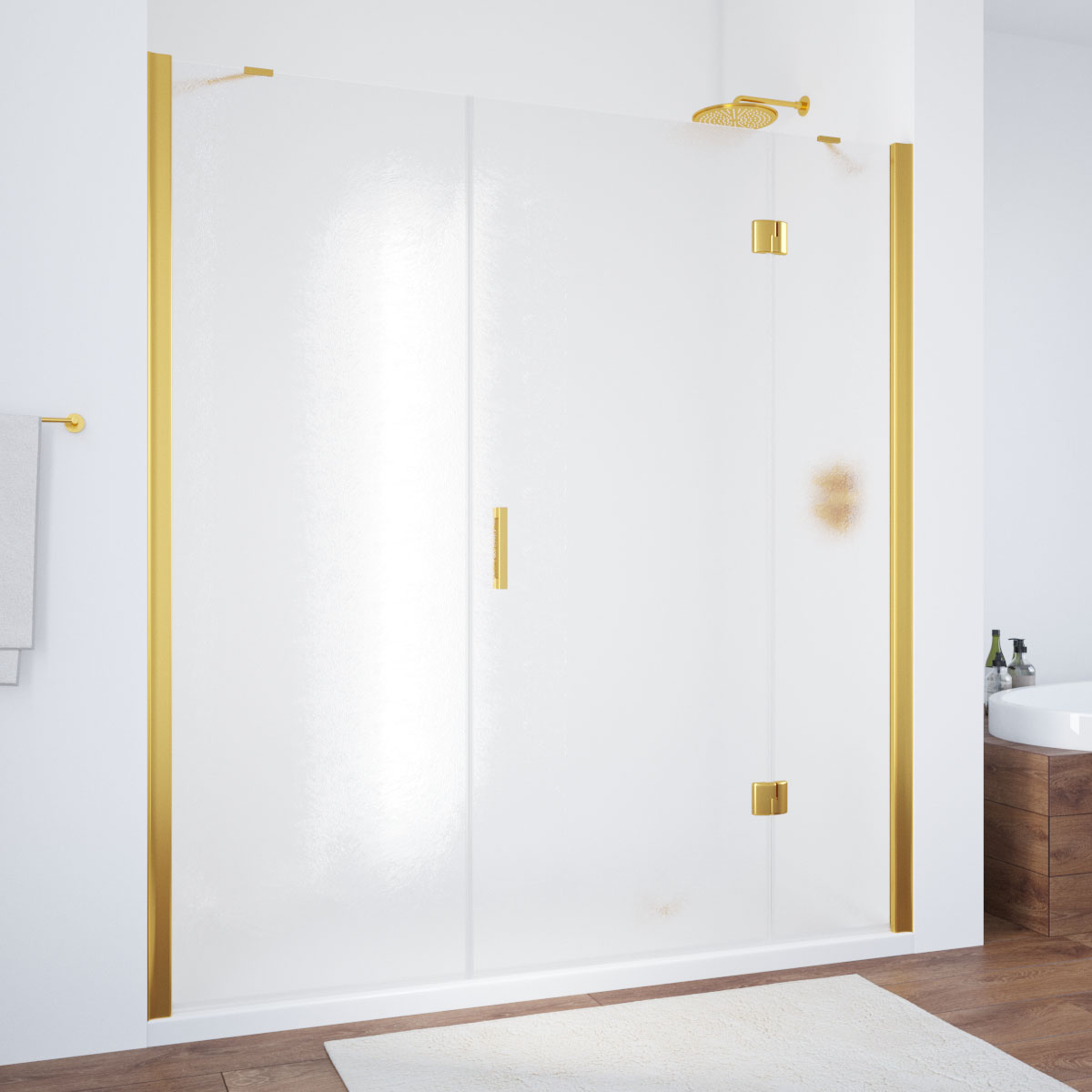 Душевая дверь в нишу Vegas Glass  AFP-F TUR NOVO h1890 140 09 02 R, профиль золото глянцевое, стекло шиншилла