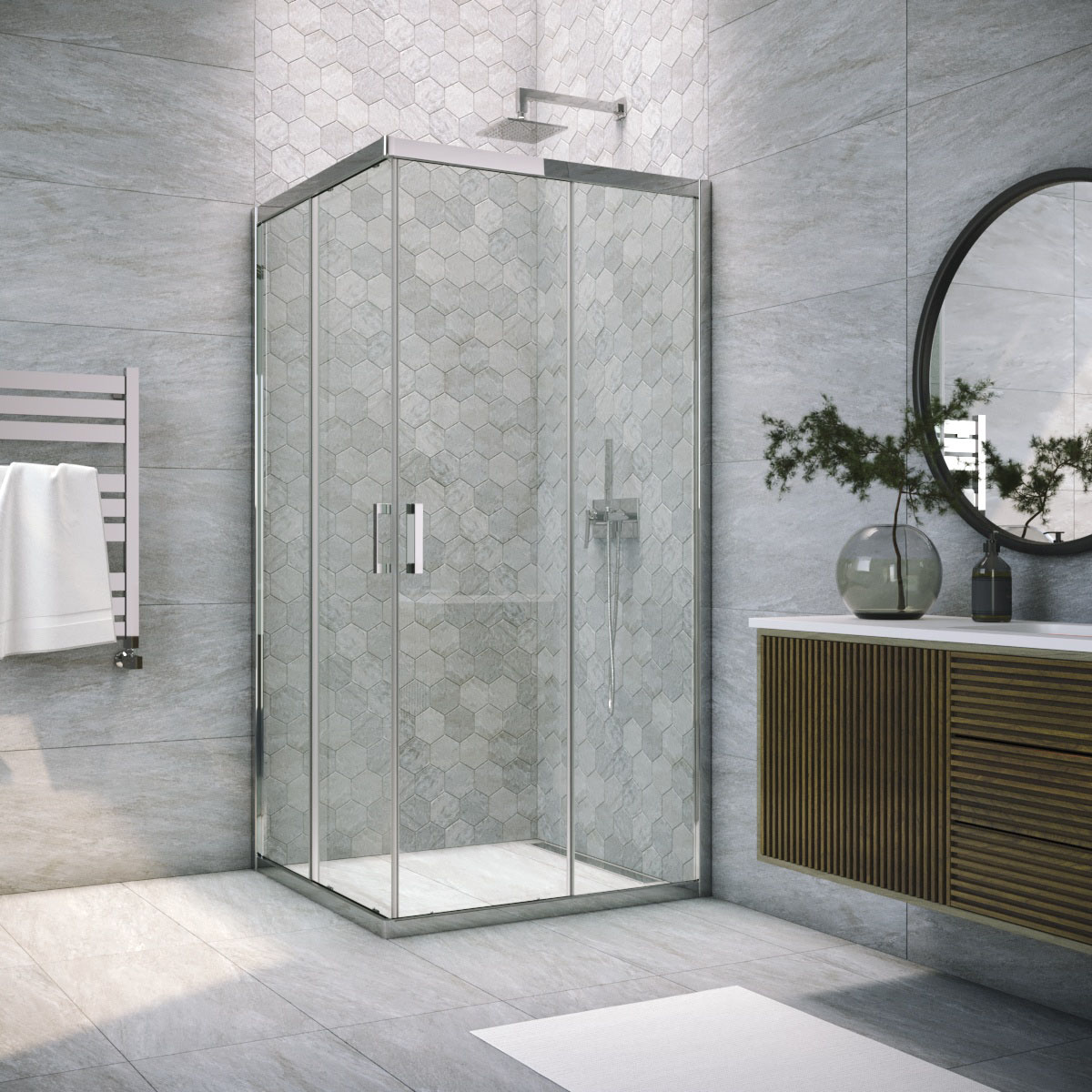 Душевой уголок Vegas Glass ZA TUR NOVO h1900 85 08 crystalvision, профиль глянцевый хром, стекло crystalvision