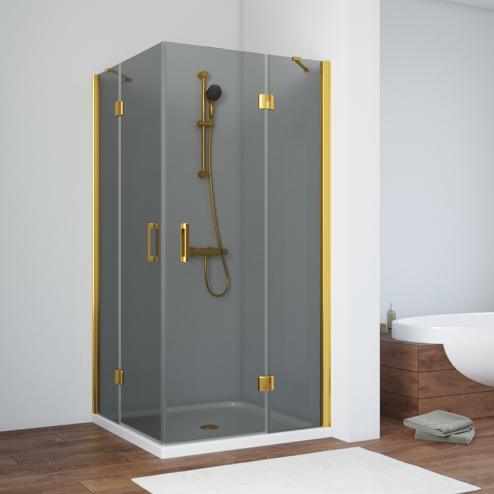 Душевой уголок Vegas Glass AFA NOVO 110 09 07, профиль золото глянцевое, стекло графит
