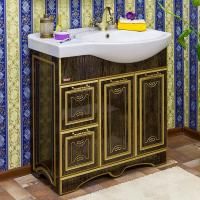 Тумба под раковину Sanflor Адель 82 венге, патина золото, L