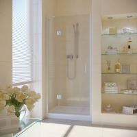 Душевая дверь в нишу Vegas Glass AFP LUX 120 01 crystalvision L профиль белый, стекло crystalvision