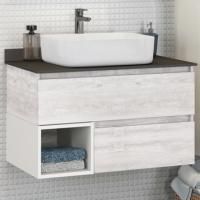 Тумба с раковиной Comforty Прага 75, дуб белый, столешница антрацит