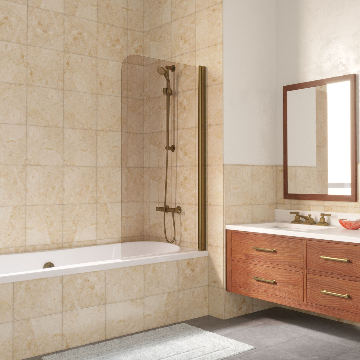 Шторка на ванну Vegas Glass  EV LUX 60 05 05 R, профиль бронза, стекло бронза