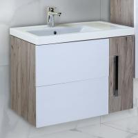 Тумба с раковиной Onika Нео 80.13 R, белая, дуб серый крафт