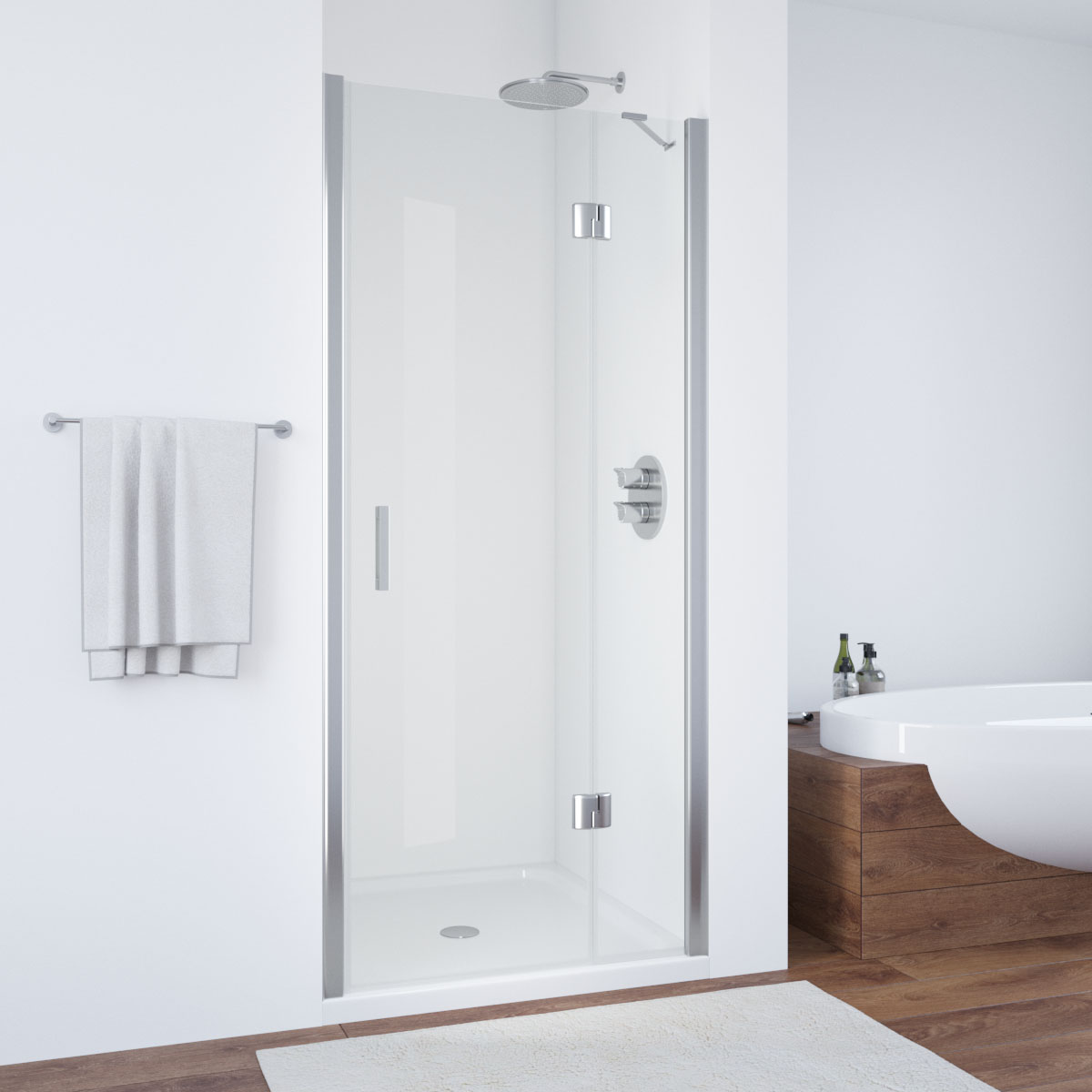 Душевая дверь в нишу Vegas Glass  AFP TUR NOVO h1890 90 08 01 R, профиль глянцевый хром, стекло прозрачное