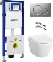 Инсталляция Geberit Duofix UP320 111.300.00.5 с кнопкой Sigma 01 115.770.46.5 + унитаз подвесной VitrA Integra 7040B003-0075 + крепления
