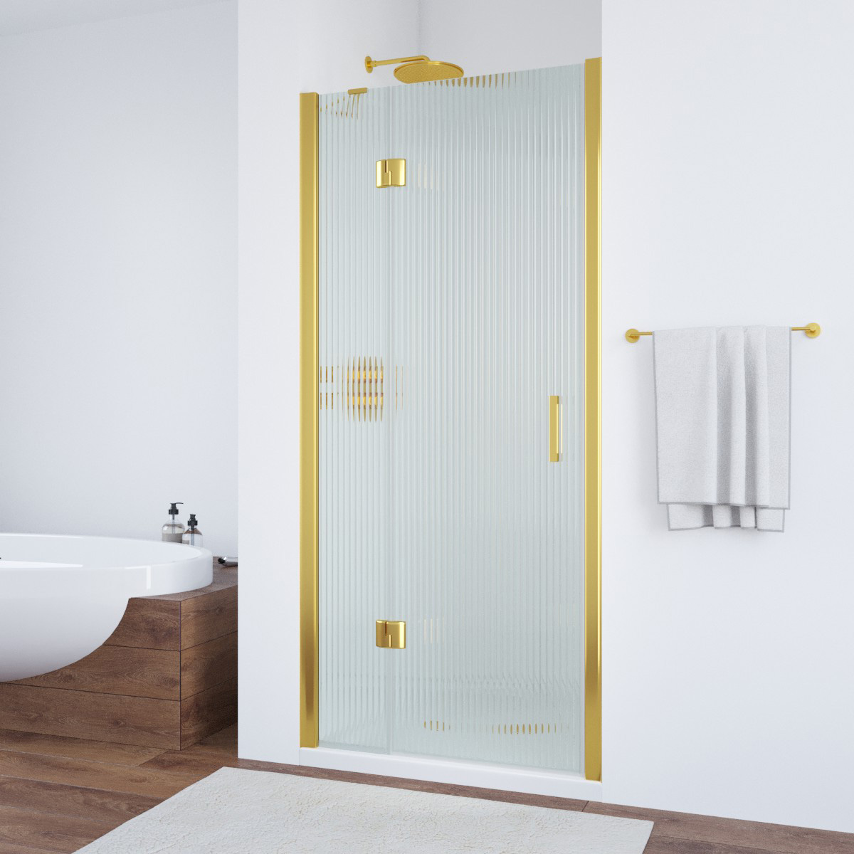Душевая дверь в нишу Vegas Glass  AFP TUR NOVO h1890 120 09 Moru L, профиль золото глянцевое, стекло Moru