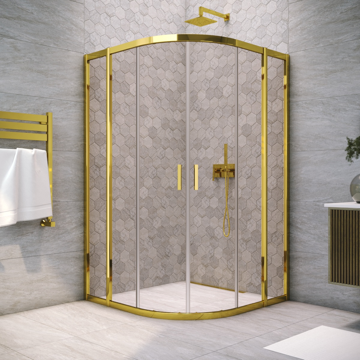 Душевой уголок Vegas Glass ZS TUR NOVO h1900 120 09 05, профиль золото глянцевое, стекло бронза