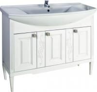 Тумба под раковину ASB-Woodline Модена 105 белая, патина серебро