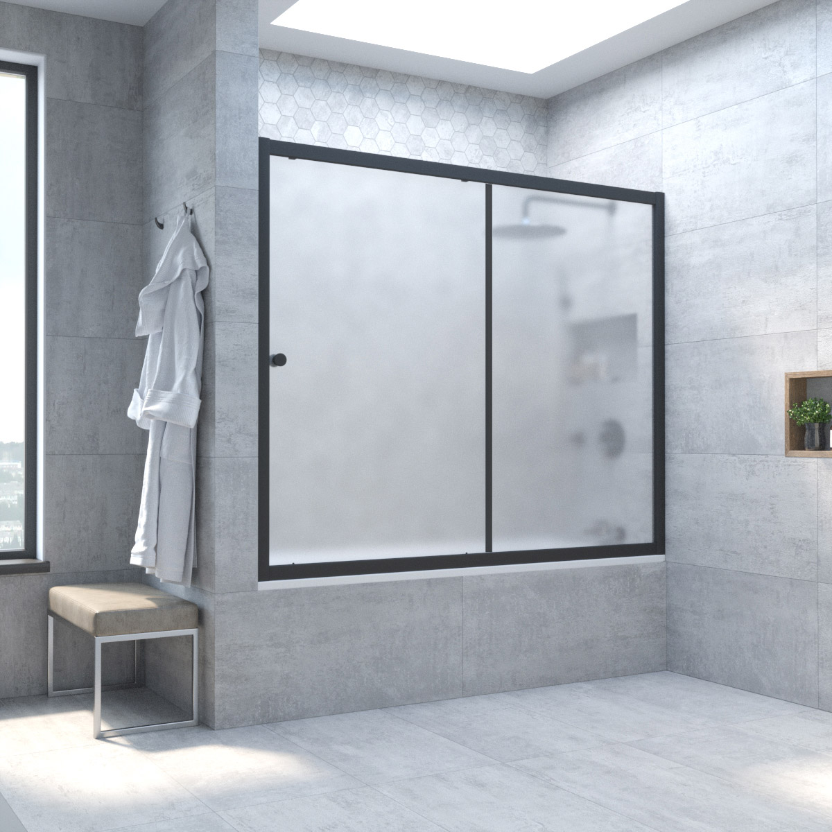 Шторка на ванну Vegas Glass ZV NOVO 150 02М 10, профиль черный матовый, стекло сатин