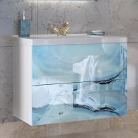Тумба с раковиной Marka One Lacio 80П blue marble