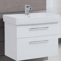 Тумба под раковину Dreja Q max 80 белый глянец, подвесная, 2 ящика