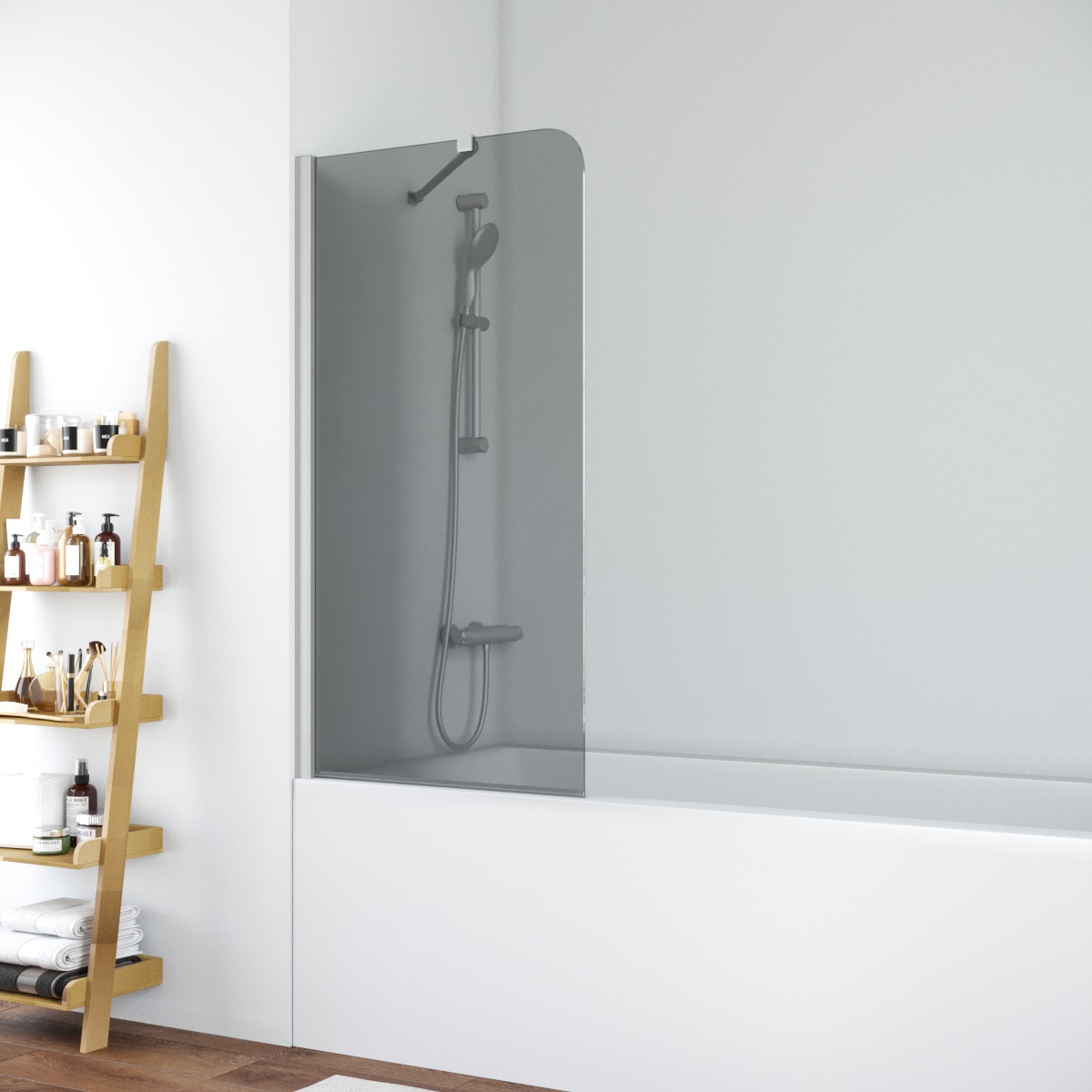 Шторка на ванну Vegas Glass EV NOVO ST 76 07 07, профиль матовый хром, стекло графит