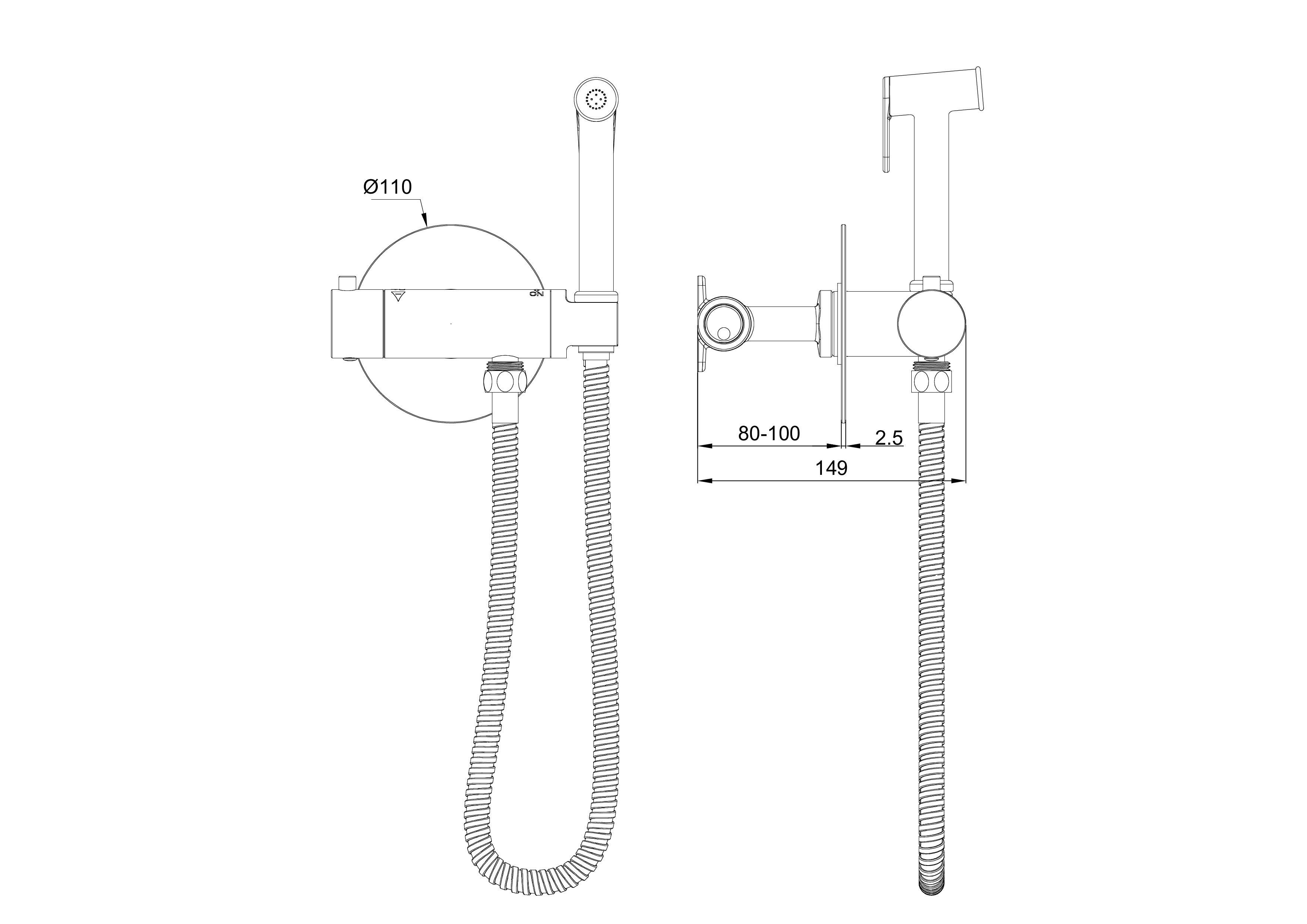 Гигиенический душ Wonzon & Woghand WW-88819902-BGM со смесителем и термостатом