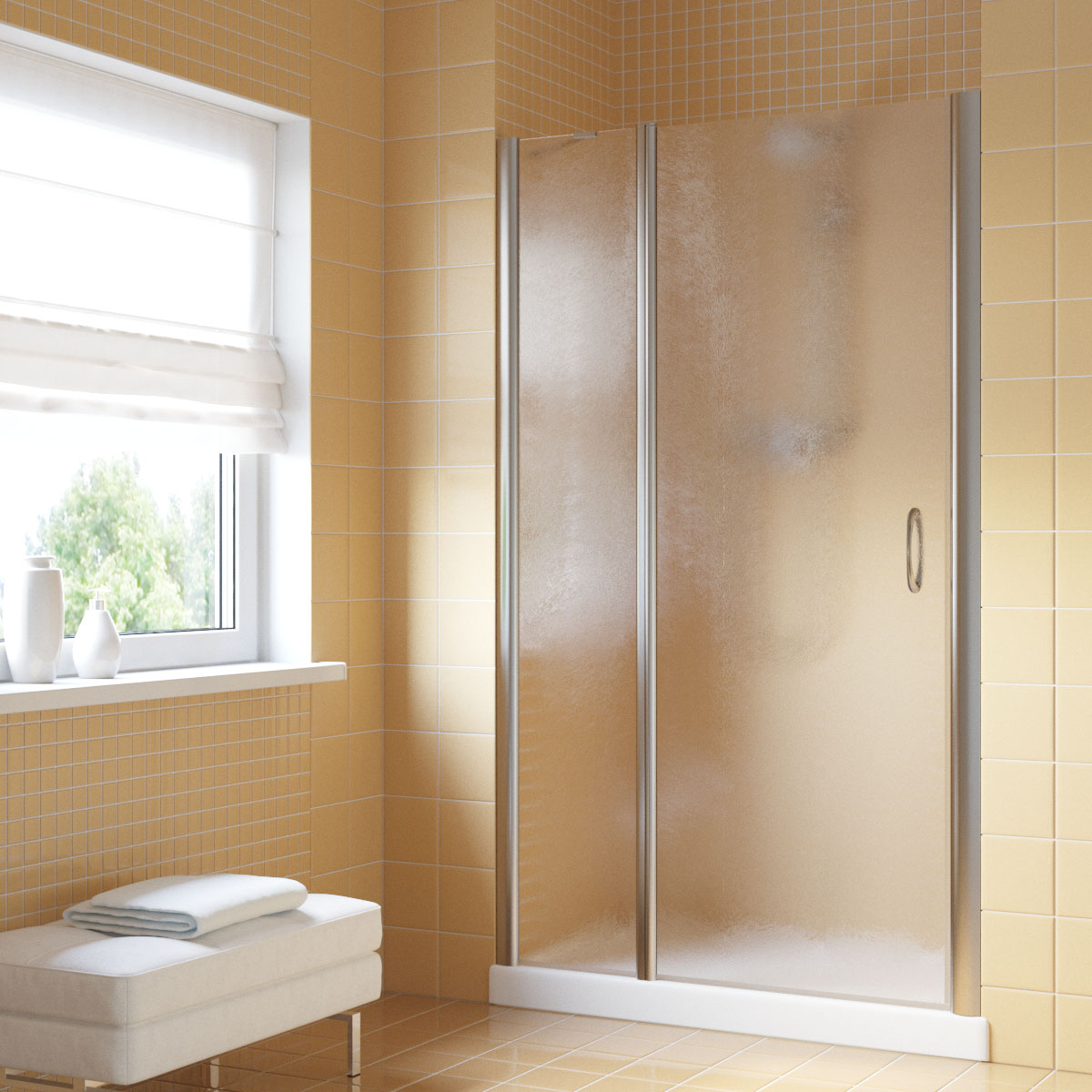 Душевая дверь в нишу Vegas Glass  EP-F-1 LUX 140 08 02 L, профиль глянцевый хром, стекло шиншилла