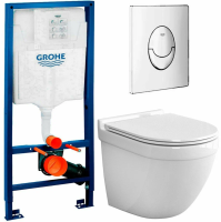Инсталляция Grohe Rapid SL 38721001 с кнопкой + унитаз подвесной CeramaLux 2198