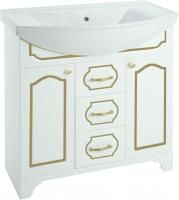 Тумба с раковиной Bellezza Тиффани 85 белая, патина золото