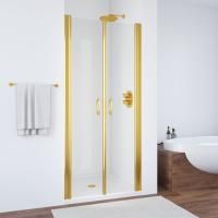 Душевая дверь в нишу Vegas Glass Е2Р 75 09 01 профиль золото глянцевое, стекло прозрачное