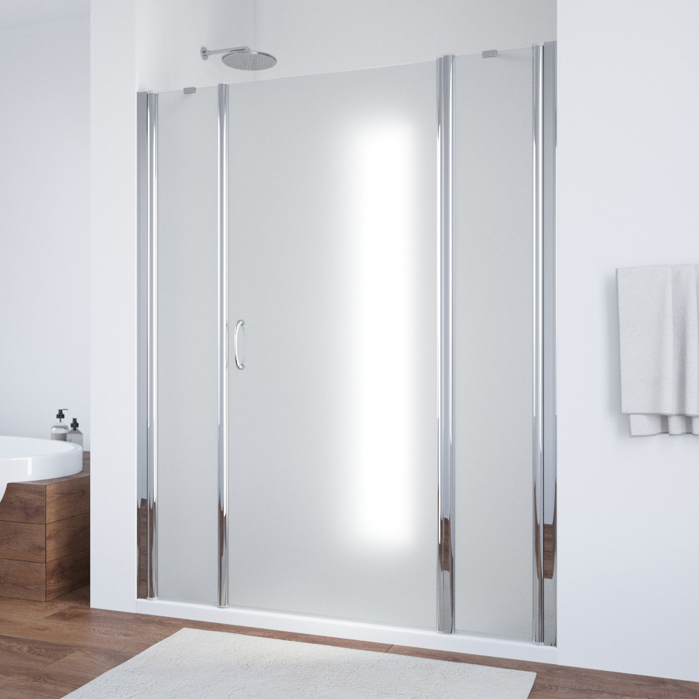 Душевая дверь в нишу Vegas Glass EP-2F 155 08 10 R, профиль глянцевый хром, стекло сатин