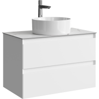 Тумба с раковиной Aqwella 5 stars Geometria 80 подвесная 2 ящика, белая, столешница белый мрамор