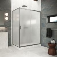 Душевой уголок Vegas Glass ZP+ZPV Protec 145*75 11 10, профиль оружейная сталь, стекло сатин