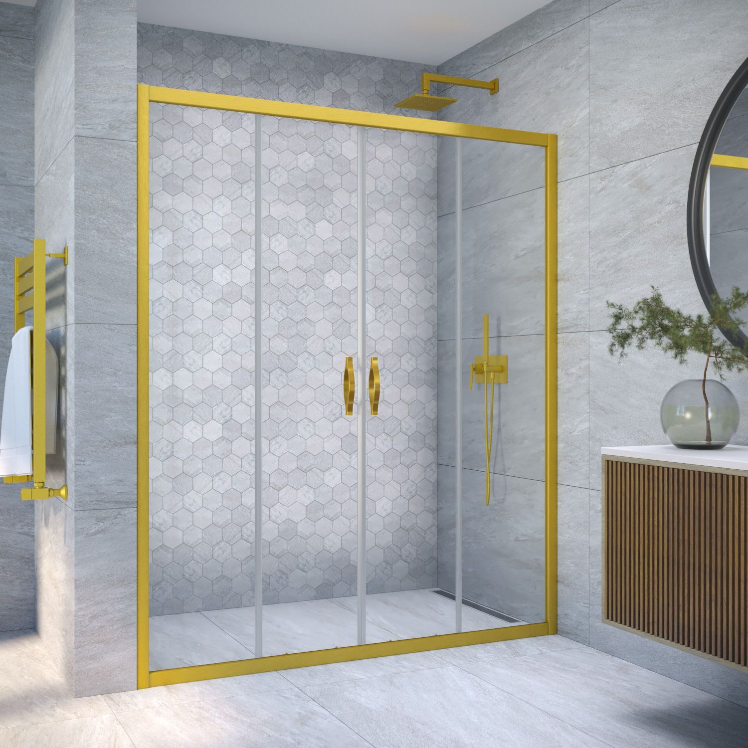Душевая дверь в нишу Vegas Glass Z2P NOVO h2000 200 03 crystalvision профиль золото матовое, стекло crystalvision